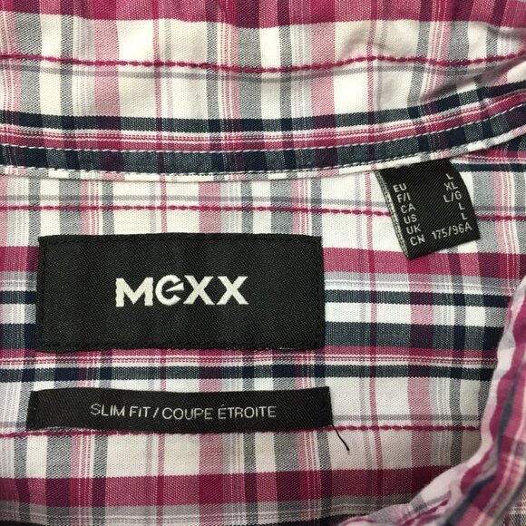 Mexx Long Sleeve Red/White/Black Slim Fit Checkered Button Down Shirt Sz Large - Picture 2 of 7